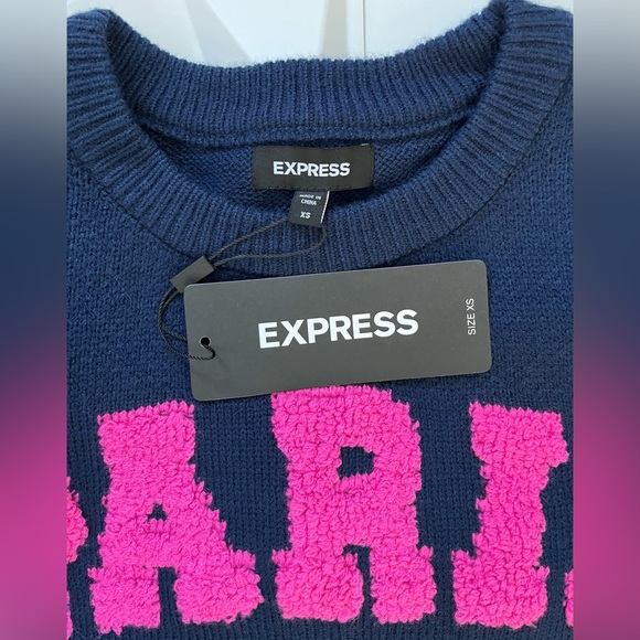🩷 Express PARIS BOUCLE KNIT PATCH SWEATER Women’s - Picture 6 of 12